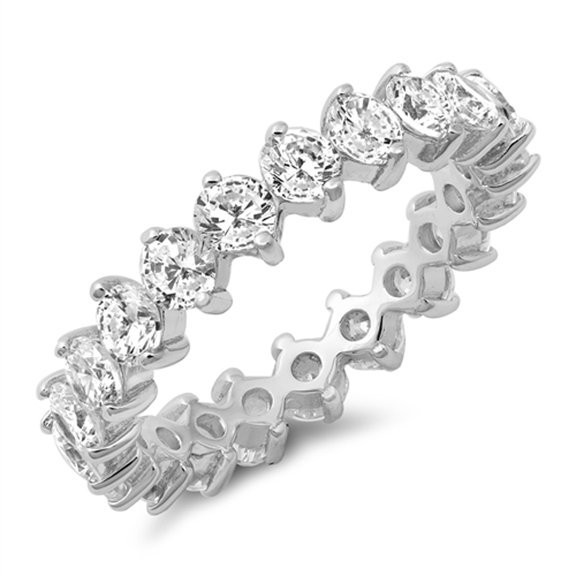 Clear Cubic Zirconia Eternity Promise Ring .925 Sterling Silver Band White Jewelry Female Size 5