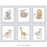 Lambs & Ivy Watercolor Safari Jungle Animals Unframed Nursery/Child Wall Art