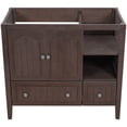 thumbnail image 2 of 36 Inch Bathroom Vanity Base Only, Single Bathroom Vanity Base with Two Door Cabinet, 2 Drawers and 2 Open Adjustable Shelves, Bathroom Vanity Cabinet Without Sink, Solid Wood Frame (Brown), 2 of 9