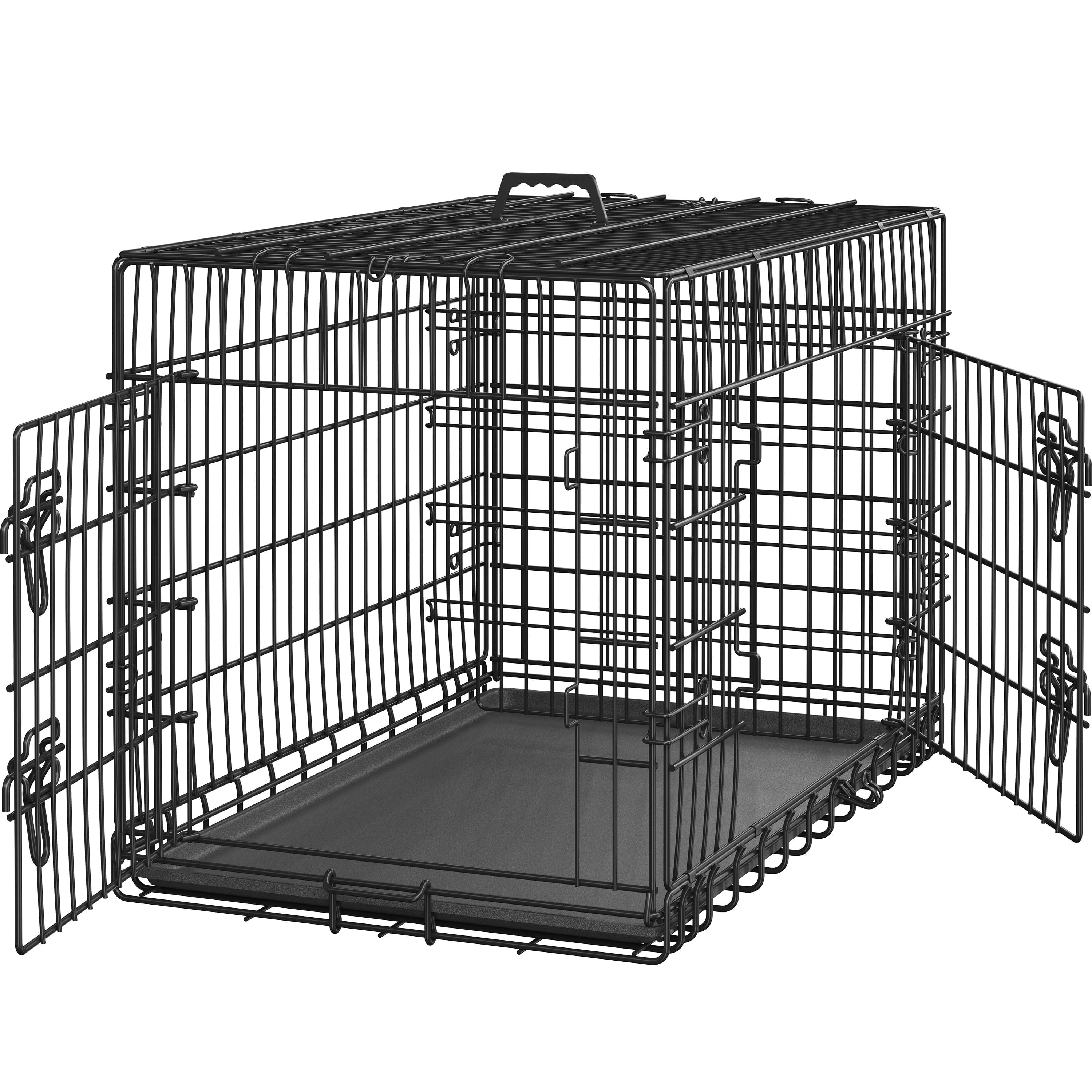 Yaheetech 36.2 inch Folding Metal Wire Dog Crate Pet Cage with Divider and Pull-out Tray, Black