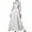 White, variant on Women's Neck Long Sleeve Dress Satin Puff Sleeve Dress Elegant Evening Gown Maxi Dress White S