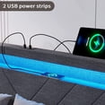 thumbnail image 3 of Full Size LED Upholstered Platform Bed Frame with 2 USB Charging Station & LED Lights Headboard & 4 Storage Drawers, No Box Spring Needed Easy Assembly, Dark Grey, 3 of 9