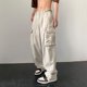 thumbnail image 3 of Pantalones cargo de cintura alta estilo Harajuku para hombre, pantalón liso con bolsillos grandes, holgado, de pierna ancha, rectos e informales, novedad de 2022, 3 of 5