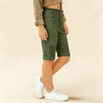 thumbnail image 4 of Kids Casual Solid Color Knee-Length Shorts, Elastic Waist Rolled Hem Bermuda Pants for Everyday Wear and Holiday Trips Blackish Green 120, 4 of 5
