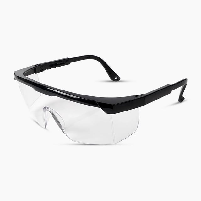 Gafas de seguridad con lentes transparentes antivaho/antisalpicaduras para la construcción, gafas de protección para los ojos de laboratorio, montura negra - Transparente