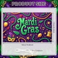 thumbnail image 2 of Green Beads Mardi Gras Banner Gold Stars Carnival Display Feather Masks Yellow Balloons Festive Backdrop for Mardi Gras Party Carnival Celebration Masquerade Ball, 2 of 9