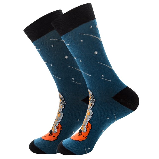 Bas à Moins de 5$ Chaussettes Multicolores en Coton pour Femmes Série Univers Amusant Astronaute