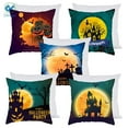 thumbnail image 5 of Deago Happy Halloween Throw Pillow Covers Pumpkin Bat Witch Castle Cushion Case Home Party Decoration (2PCS, 18"x18"), 5 of 11