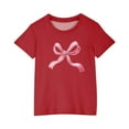 thumbnail image 4 of Girls' Red Bow Graphic T-Shirt - Soft Stretch Polyester Spandex, Crew Neck Short Sleeve, Playful Casual Tee for Kids 4-12 Years School & Outings,Size 9 T, 4 of 8