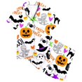 thumbnail image 4 of MUXiin Girls Silk Pajamas Size 10-12 Girls Halloween Print Pajama Set Short Sleeve Lapel Top And Pants Comfy Sleepwear For Kids Casual Home Loungewear Outfit Age 3 13 Years, 4 of 4
