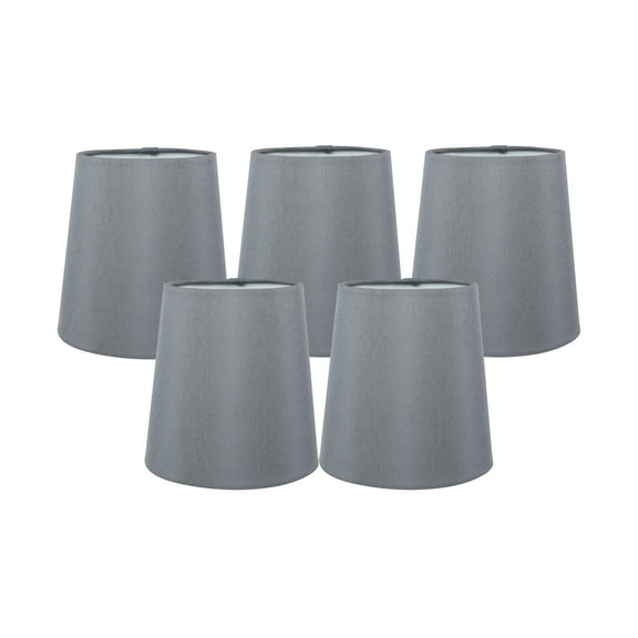 Meriville Set of 5 Gray Faux Silk Clip On Chandelier Lamp Shades, 3.5-inch by 4.5-inch by 4.5-inch