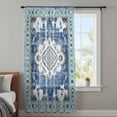 thumbnail image 4 of Blue Boho Sheer Curtains 63 Inches Long, Farmhouse Bohemian Medallion Oriental Flower Light Filering Curtains, Breathable Simi Curtain Privacy Drapes for Living Room Bedroom Window Treatment, 4 of 9