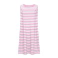 thumbnail image 4 of Camisas de Vestido Casual para las Mujeres sin Mangas Cuello Redondo Raya Impresión Suelta Transpirable Rodilla Alta Vestido de Ropa Exterior, 4 of 7