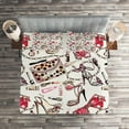 thumbnail image 2 of Ambesonne Fashion Quilted Coverlet 3 Pcs, Feminine Beauty Items, King Size, Black Pink Tan, 2 of 2