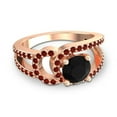 thumbnail image 3 of 2.50 Ct Latest Round Shape Black Onyx & Garnet Gemstone Anniversary Ring for Ladies Solid 18K Rose Gold Size 3.5 by Diamond-Capitals, 3 of 8