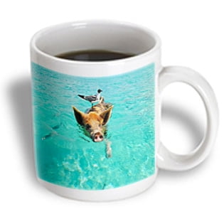 

3dRose Print of Swimming Pig In Staniel Cay Bahamas - Ceramic Mug 15-ounce