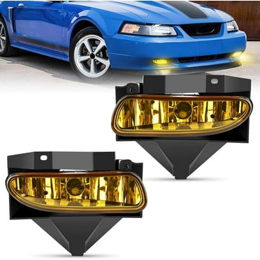 Nilight Fog Lights Assembly Compatible with 1999 2000 2001 2002 2003 2004 Ford Mustang 1999-2004 Mustang Fog Lamp Replacement Amber Lens w/12V 880 27W Bulbs