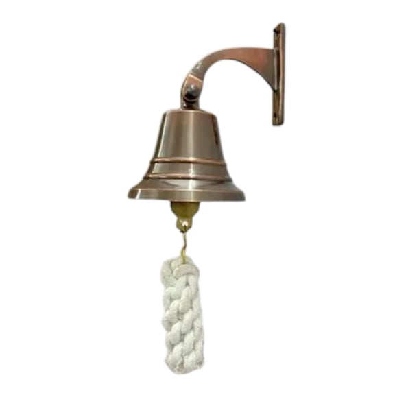FYNJREX 3" Solid Brass Ship Bell Antique Brass – Wall Mounted Nautical Hanging Bell for Dinner, Reception, School, Church, Indoor & Outdoor Maritime Decor