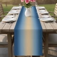 thumbnail image 4 of Navy Blue Ombre Table Runner - 60 Inch Long Modern Yellow Gradient Farmhouse Art Cotton and Linen Blended Dress Scarves Farmhouse Table Runner for Kitchen Dining, Coffee Table, 13" x 60", 4 of 8