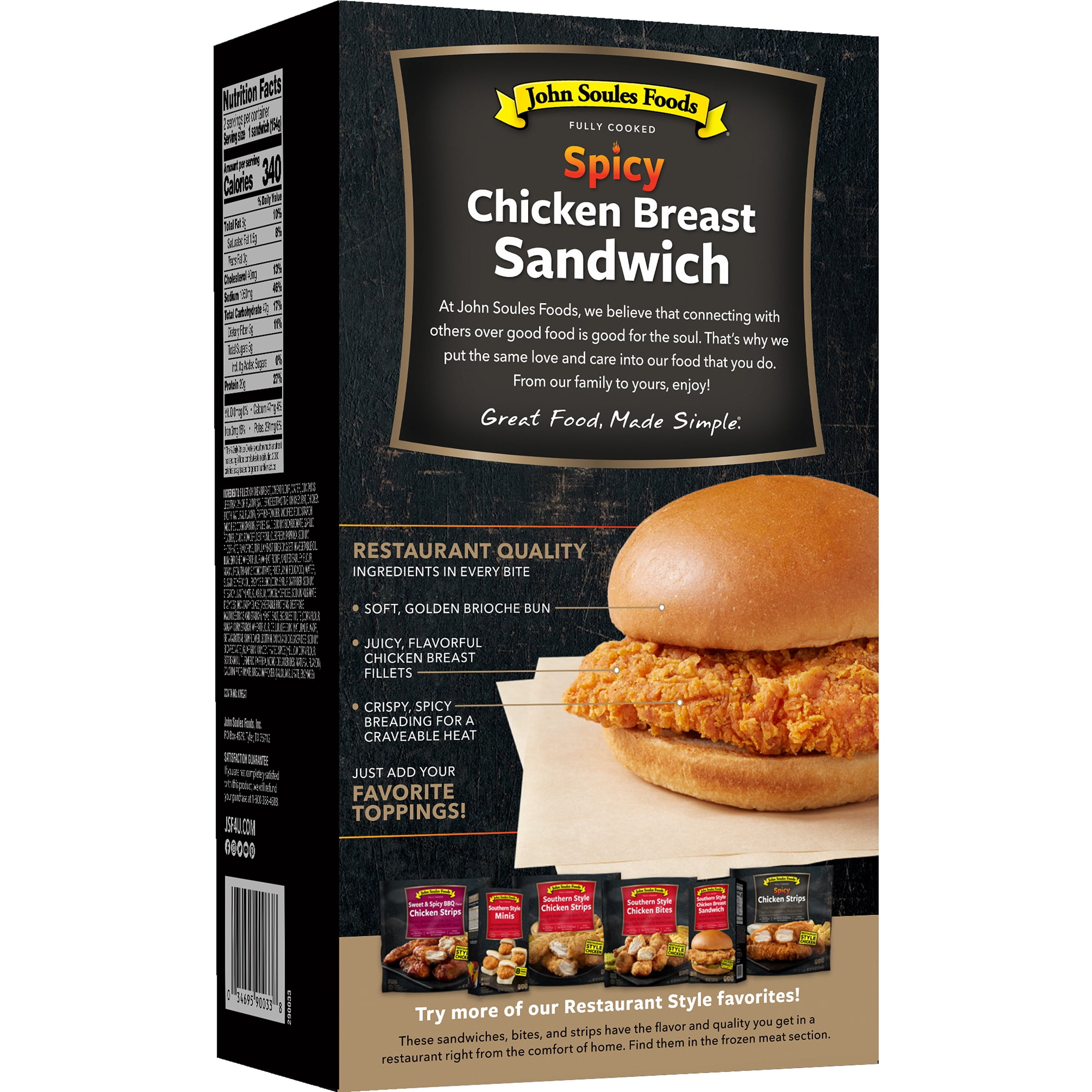 Soules Kitchen Fresh Spicy Style Chicken Breast Sandwich, 2 Pack, 11oz Serving Size 1 Sandwich