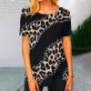 Chemises à Manches Courtes pour Femmes Mode Tendance Été Col Rond Loisirs Manches Courtes Imprimé Hauts Imitation Coton Hauts d'Été 2023 Hauts Blouses pour Femmes