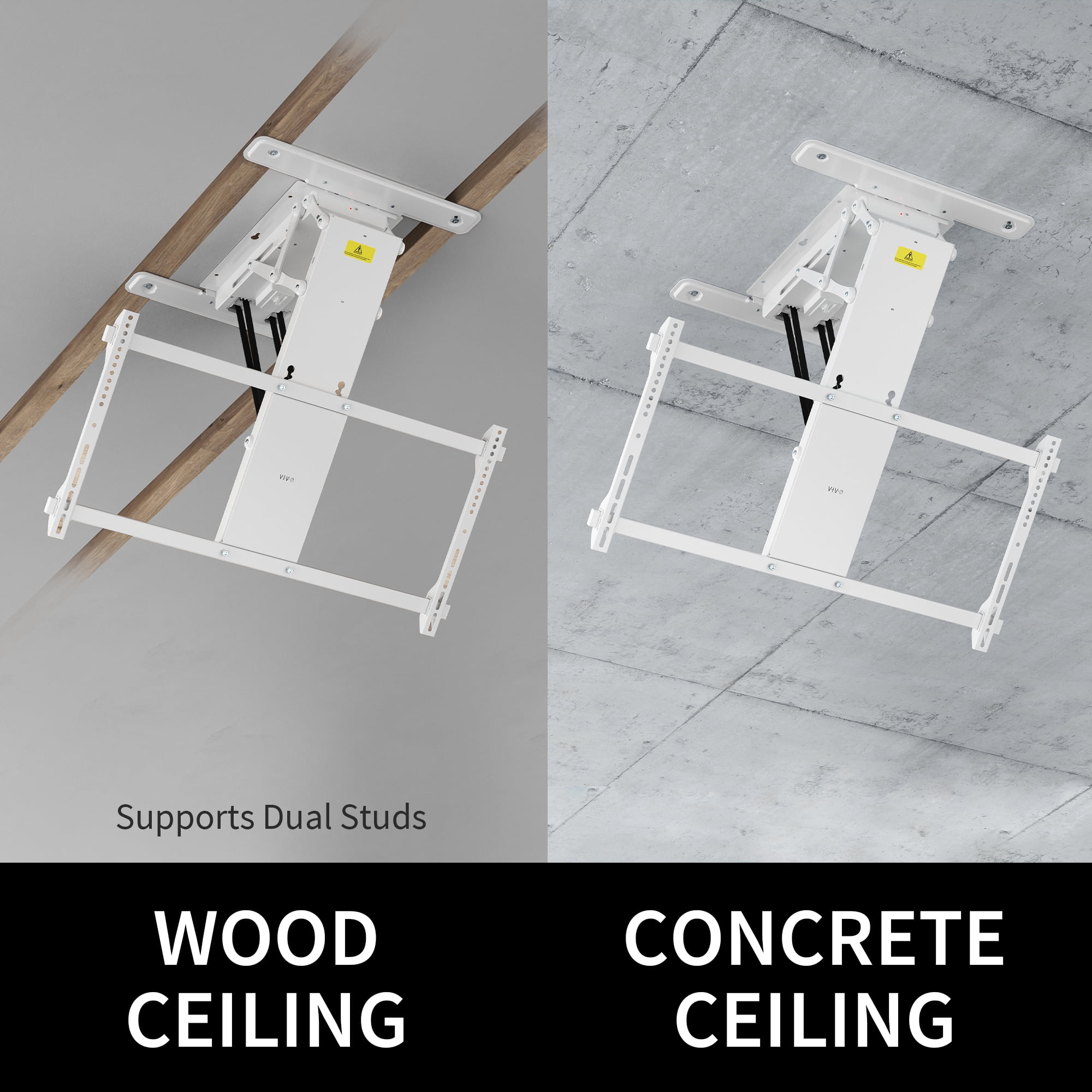 VIVO White Motorized Flip Down Pitched Ceiling TV Mount for 40" to 85" Screens