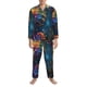 thumbnail image 3 of Balery Neon Seahorse Underwater Realm Pijama para Hombre de Dos Piezas con Manga Larga, Conjunto de Dormir y Descanso Suave con Bolsillos-Large, 3 of 7