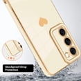 thumbnail image 2 of Compatible with Samsung Galaxy S23 5G Case Cute Luxury Love Heart Plating Gold Bumper Upgraded Full Camera Protection Soft TPU Shockproof Anti-Scratch Phone Cover-White, 2 of 6