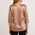 thumbnail image 6 of mgoYE Neck Tops for Women Trendy Draped Long Sleeve Velvet Top Elegant Fall Winter Tunic Shirt Casual Dressy Blouses(Beige,2XL), 6 of 6