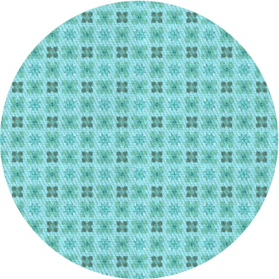Ahgly Company Indoor Round Patterned Macaw Blue Green Area Rugs, 3' Round