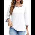 thumbnail image 1 of Blusas de 3/4 para Mujer, Elegantes, Informales, con Cuello Redondo, Holgadas y A , para M, 1 of 9