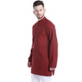 thumbnail image 2 of Shatranj Men's Indian Mandarin Collar Mid-Length Fine Stripe Kurta Tunic; Maroon, 2 of 5