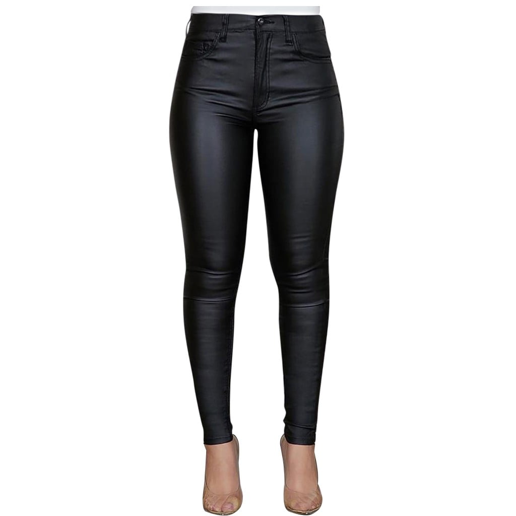HSMQHJWE Snakeskin Pants Women High Waist Leather Leather Pants For ...