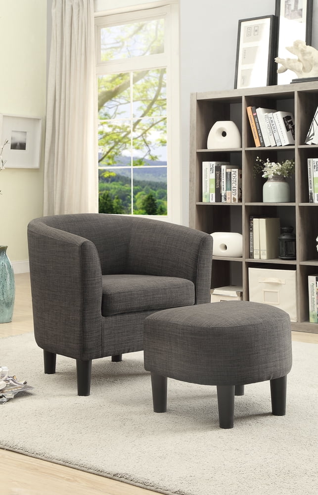 Benzara BM166652 Accent Chair with Ottoman - Gray