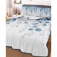 thumbnail image 2 of Quilts Twin XL Size, Teal Blue Eucalyptus Leaves Soft Comforter Bedding Set for Bed, Spring Farmhouse Botanical Lightweight Quilted Bedspread with Pillow Cover(2 Pieces) for All Season, 68x98 Inch, 2 of 6
