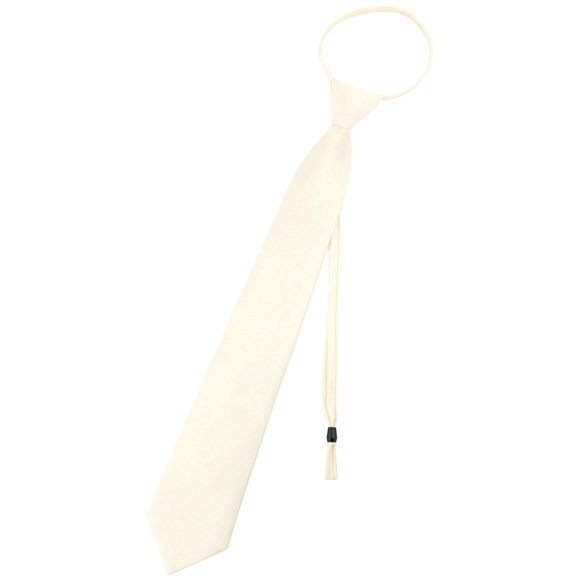 Vesuvio Napoli Pretied Men'S Necktie Solid Color Mens Adjustable Zipper Neck Tie Cream 3 In