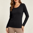 thumbnail image 6 of EDHITNR Women Long Sleeve T-Shirts Basic Crew Neck Slim Fit Stretchy Athletic Yoga Top Casual Workout Running Tee Black XXL, 6 of 7
