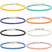 XIJIN 8Pcs Small Beaded Anklets for Women Girls Colorful Beads Ankle Bracelets Set