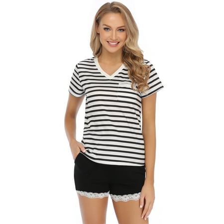 

Purcoar Women Casual Loose Pajamas Short Sets Loungewear S
