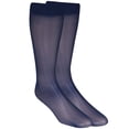 thumbnail image 1 of NuVein Medias de compresión transparentes para mujer, soporte de 8 a 15 mmHg, denier ligero, hasta la rodilla, puntera cerrada, color azul marino, talla grande, 1 of 1