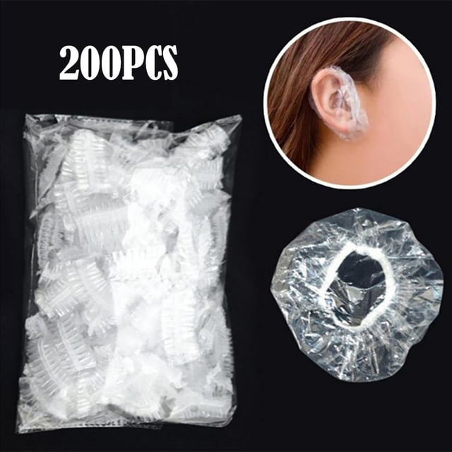 CEHVOM 200Pcs Clear Earmuffs Shower Waterproof Hair Coloring Ear Protector Cover Caps