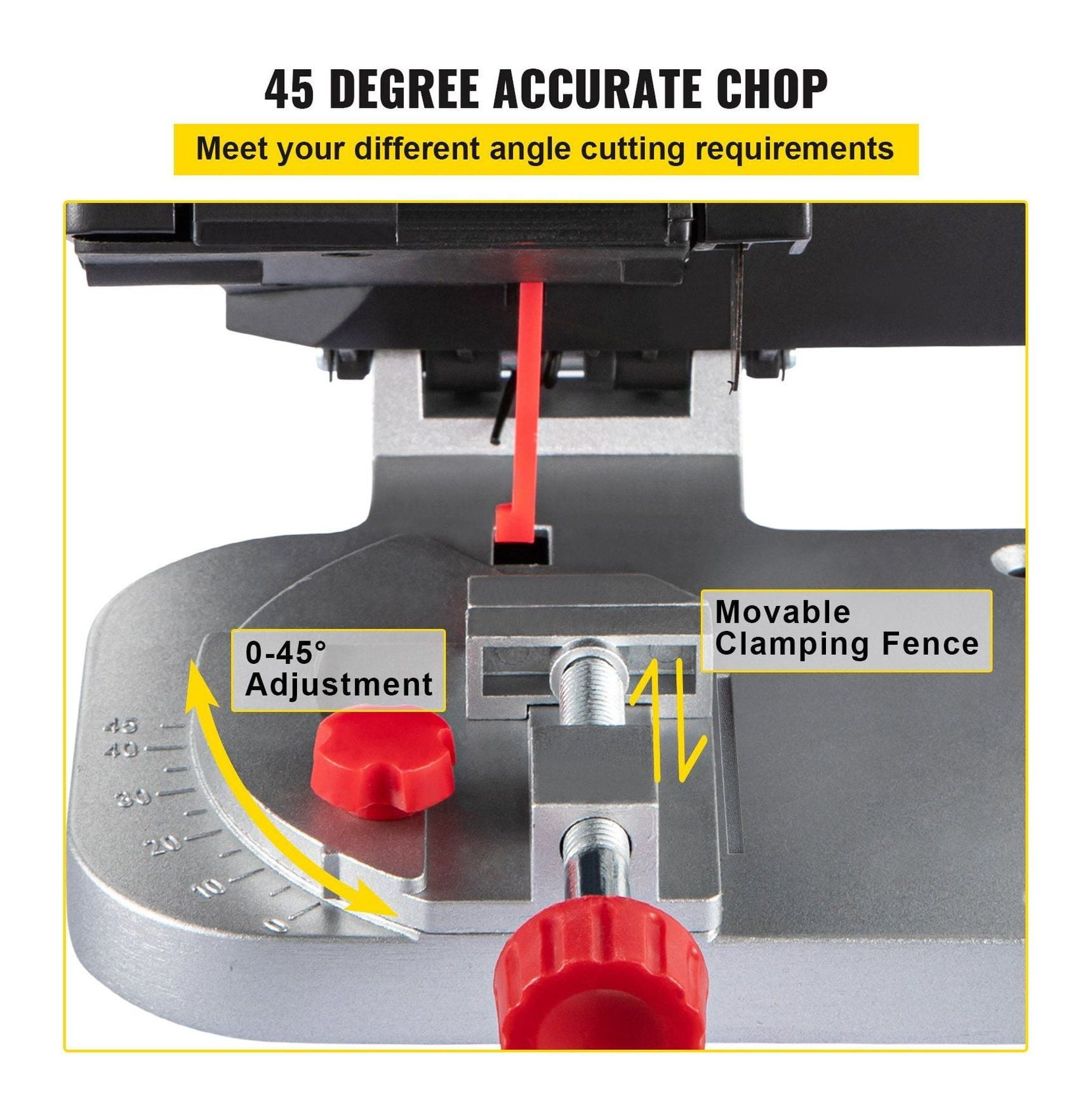 Mini Miter Saw, 2-5/16" Cut-Off Chop Saw with 2 Blades, 0-45° Adjustable, 1/2" Cutting Depth for Wood, Aluminum, Copper, DIY Hobby Craft