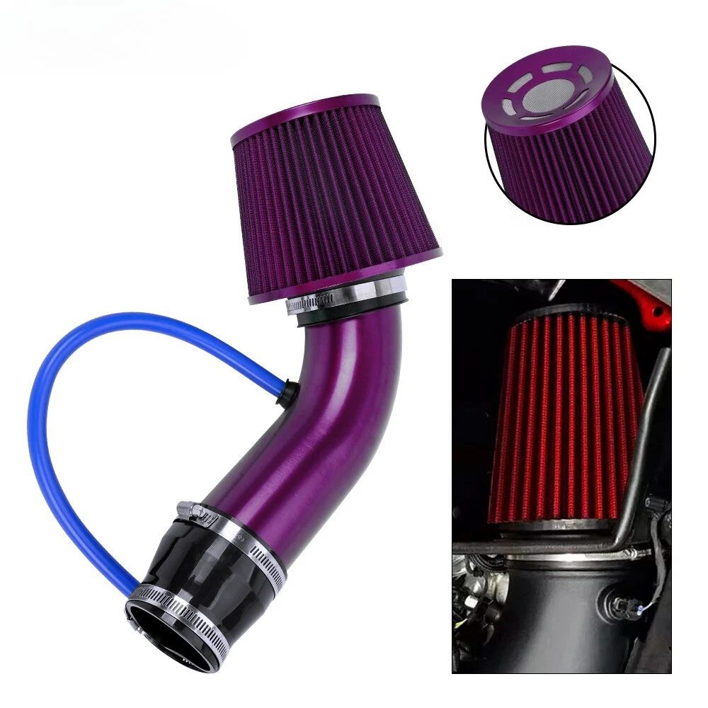 Purple Car Cold Air Intake Filter Induction Kit Pipe Power Flow Hose System 76mm