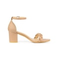 thumbnail image 3 of BLISSFUL STEP Women's Block Heels Ankle Strap Braided Heel Sandals Nude (Size 6), 3 of 7