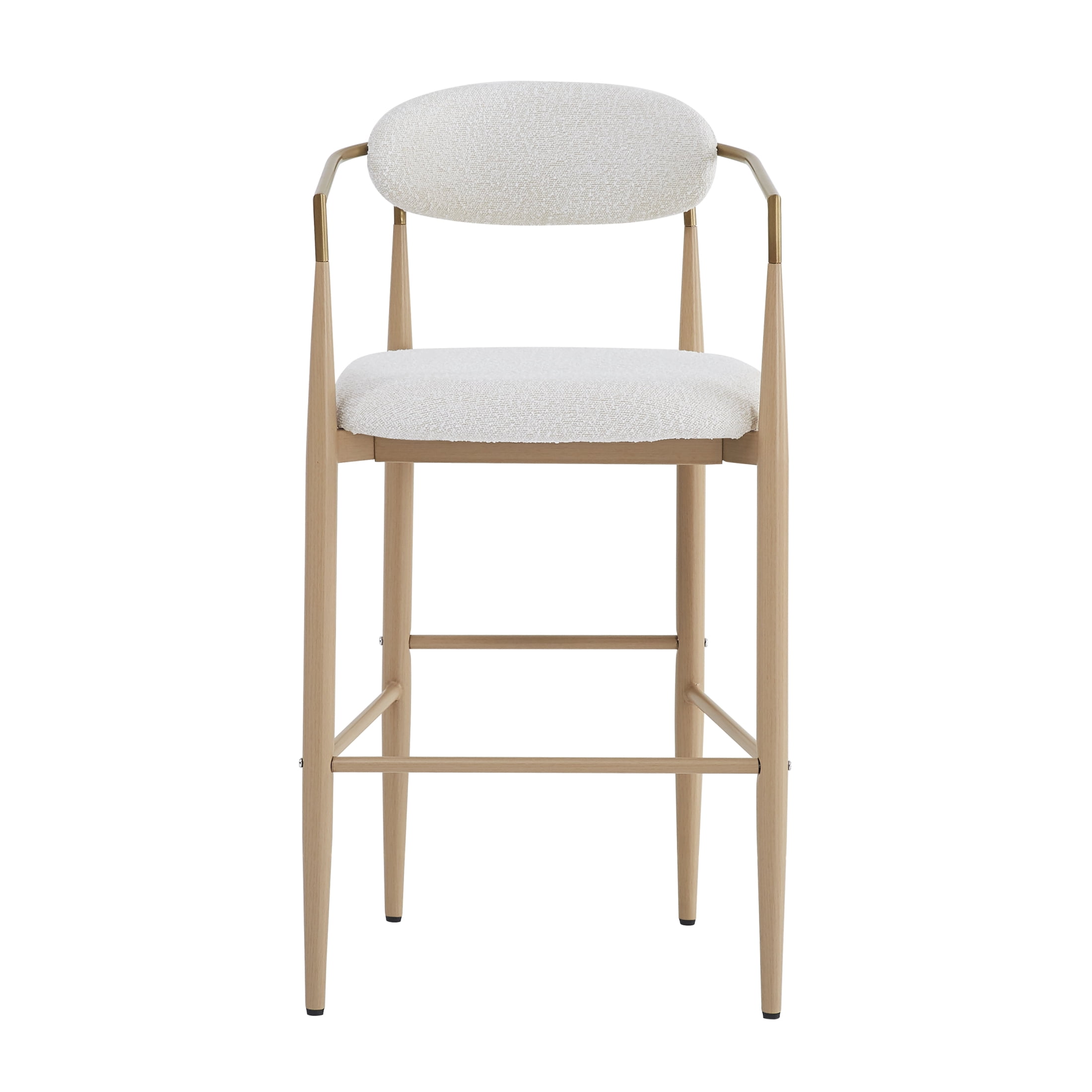 Christopher Knight Home 29.75" Modern Counter Height Bar Stools, Boucle Upholstery, Iron Frame, Sandy Beige, Set of 2