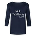 thumbnail image 6 of Jsaierl Tops for Women 3/4 Sleeve Summer Round Neck Shirts Cute Print Petite Blouses Work Dressy T-shirts Top S-5XL, 6 of 7