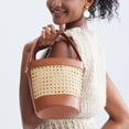 thumbnail image 2 of LinYooLi Rattan Bucket Bag for Women Straw Beach Bag Drawstring Crossbody Purse PU Leather Summer Shoulder Tote Bag Holiday Purses, 2 of 7