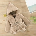 thumbnail image 2 of Zwiiyzr 2024 0-4T Boys and Girls Furry Jacket Winter Coat Fleece Sherpa Thick Cute Long Sleeve Outerwear Girdling with Hood Khaki, 2 of 3