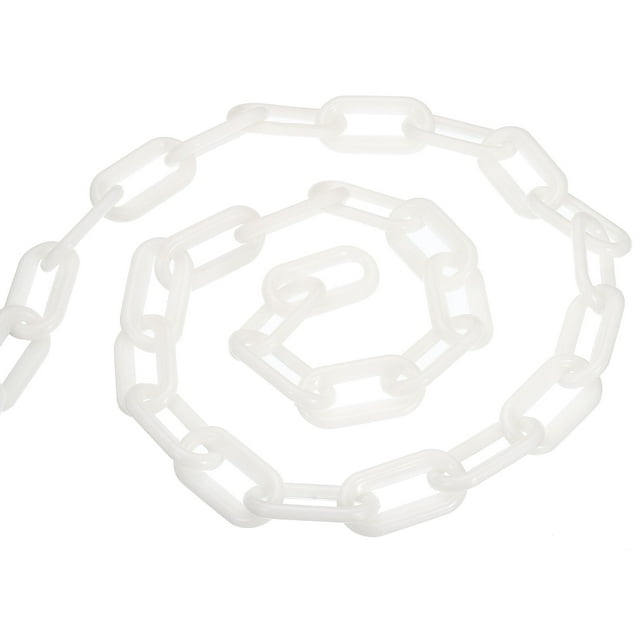 Unique Bargains 0.3' Diameter 23Ft Length Plastic Chain Barrier Safety Link Chain Stanchion for Crowd Control, White