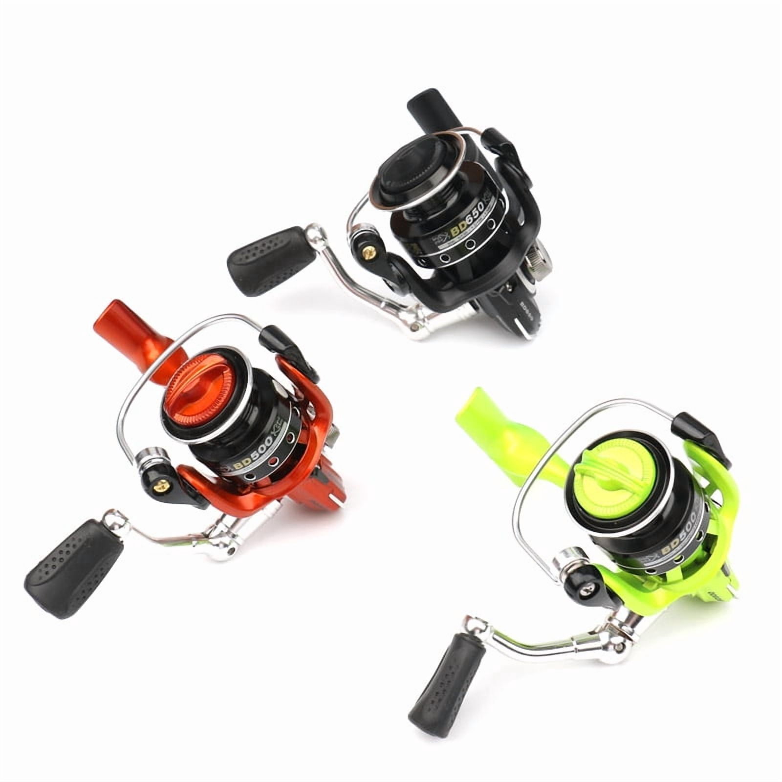 Mini 500 metal wire cup and long wheel foot spinning wheel Ultra small portable rocker fishing wheel rim round fishing reel